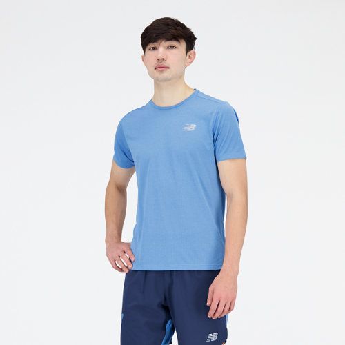 Men's Impact Run Short Sleeve in Light Blue Poly Knit, size 2X-Large