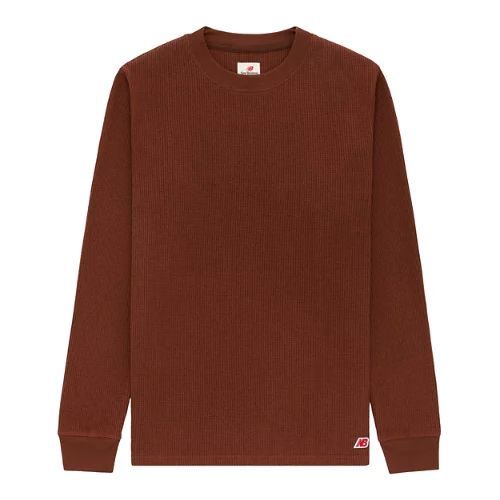 Men's MADE in USA Long Sleeve Thermal T-Shirt in Brown/marron Cotton, size 2X-Large