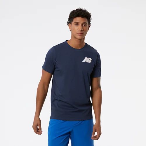 Men's Graphic Heathertech T-Shirt in Blue/Bleu Poly Knit, size Large