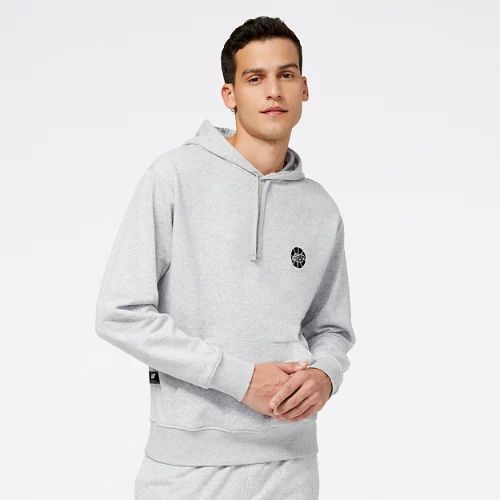 Men's NB Hoops Fundamentals Hoodie in Grey/Gris Cotton Fleece, size 2X-Large