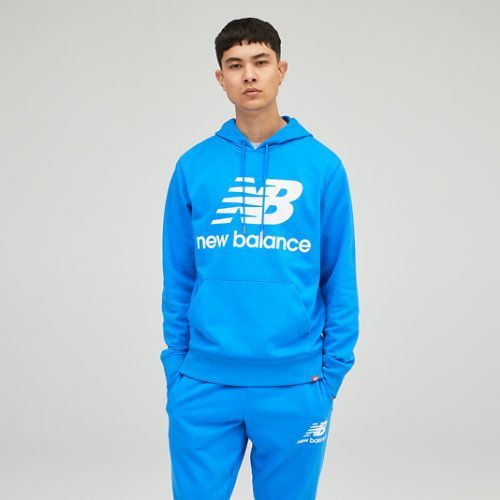 Men's NB Essentials Pullover Hoodie in Blue/Bleu Cotton, size Small