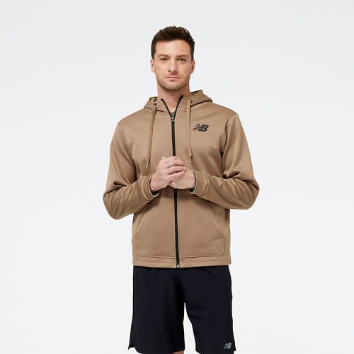 Men's Tenacity Performance Fleece Full Zip Hoodie in Brown/marron Poly Knit, size Large