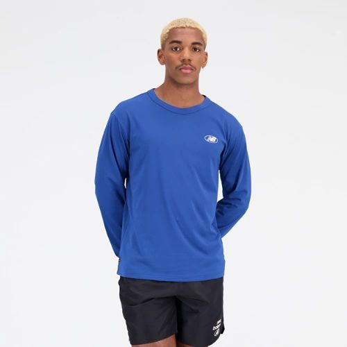 Men's Essentials Reimagined Jersey Long sleeve T-shirt in Blue/Bleu Cotton Fleece, size Large