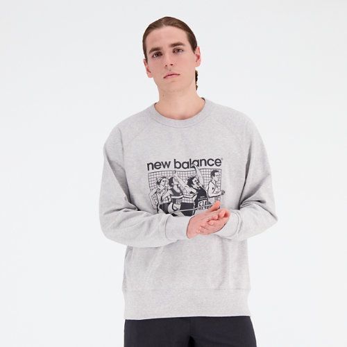 Men's Athletics Remastered Graphic French Terry Crewneck in Grey/Gris Cotton, size 2X-Large