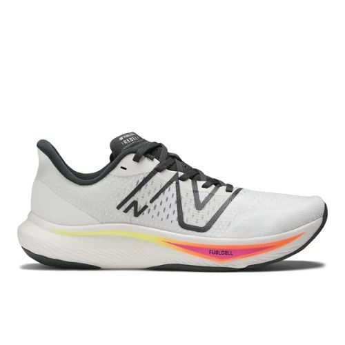 Men's FuelCell Rebel v3 in White/blanc/Grey/Gris/Orange Synthetic, size 6.5