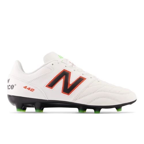 Men's 442 v2 Team FG in White/blanc/Orange/Green/vert Synthetic, size 7.5 Wide