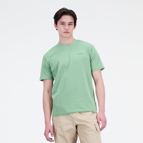 Men's Essentials Cafe Shop Front Cotton Jersey T-Shirt in Green/vert, size 2X-Large