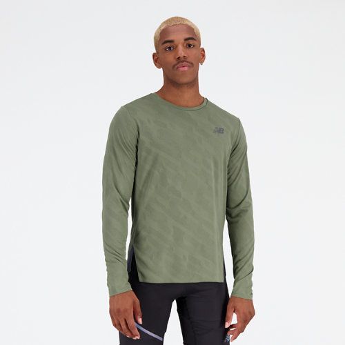 Men's London Edition Q Speed Jacquard Long Sleeve in Green/vert Poly Knit, size Large