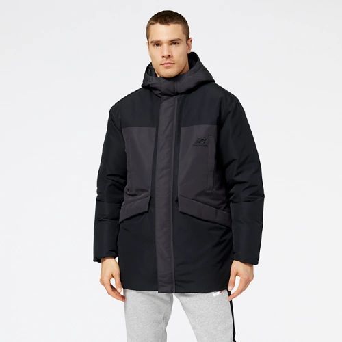 Men's NB Athletics Long Down Puffer in Black/Noir Polywoven, size Large