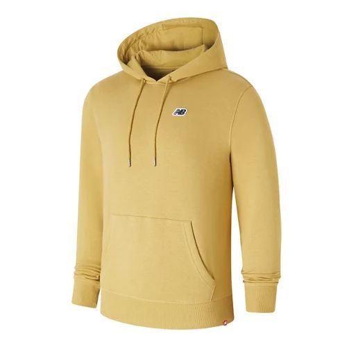 Men's NB Small Logo Hoodie in Yellow/Jaune Cotton, size 2X-Large