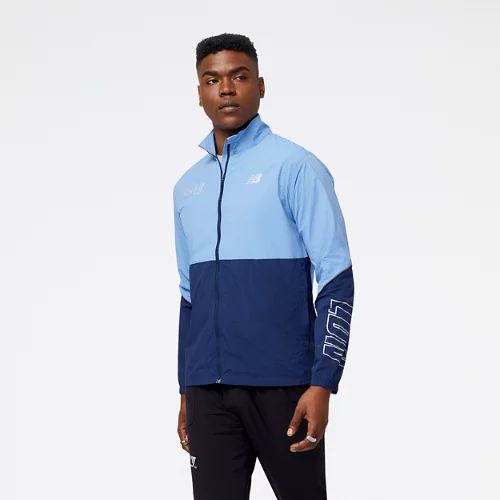 Men's London Edition Graphic Impact Run Packable Jacket in Blue/Bleu Polywoven, size 2X-Large