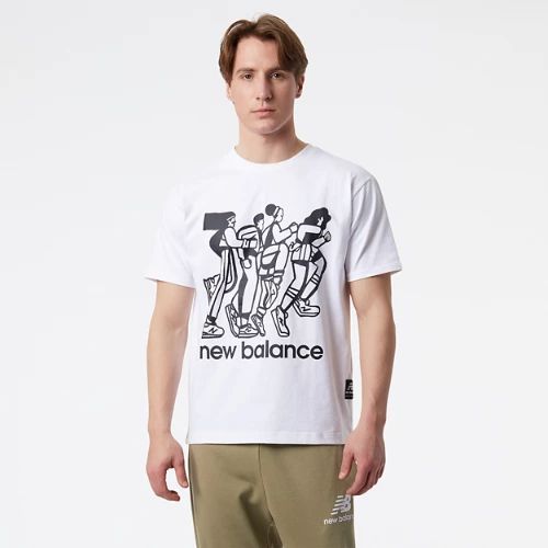 Men's NB Athletics Seb Curi Runners Tee in White/blanc Cotton, size Medium