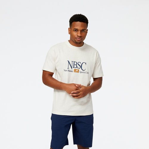 Men's Athletics Sports Club Cotton Jersey T-Shirt in Beige, size Large