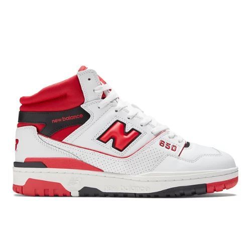 Men's 650 in White/blanc/Red/rouge Leather, size 9