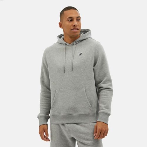 Men's NB Small Logo Hoodie in Grey/Gris Cotton, size Large
