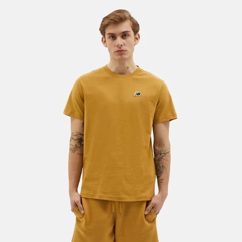 Men's NB Small Logo Tee in Yellow/Jaune Cotton, size Medium