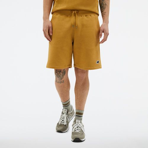 Men's NB Small Logo Shorts in Yellow/Jaune Cotton, size 2X-Large