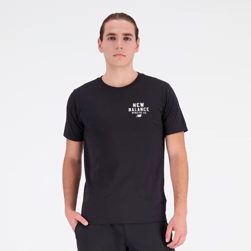 Men's Sport Core Graphic Cotton Jersey Short Sleeve T-shirt in Black/Noir, size Large