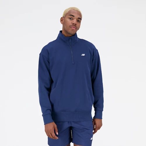 Men's Athletics Remastered French Terry 1/4 Zip in Blue/Bleu Cotton Fleece, size Large
