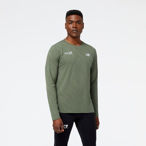 Men's London Edition Q Speed Jacquard Long Sleeve in Green/vert Poly Knit, size X-Small