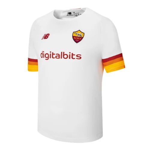 Men's AS Roma 2021/22 Away Short Sleeve Jersey in White Polyester, size Large
