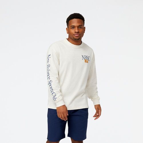 Men's Athletics Sports Club Cotton Jersey Longsleeve T-Shirt in Beige, size Large