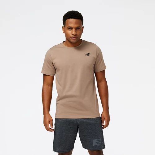 Men's Heathertech T-Shirt in Brown/marron Poly Knit, size Large