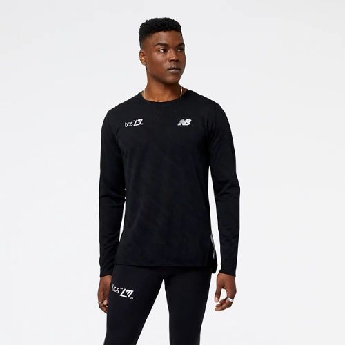 Men's London Edition Q Speed Jacquard Long Sleeve in Black/Noir Poly Knit, size X-Small