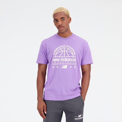 Men's Hoops Cotton Jersey Short Sleeve T-shirt in Purple/Violet, size Small