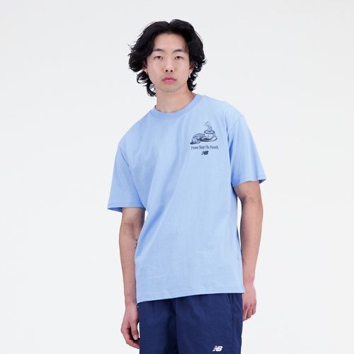 Men's Essentials Cafe Java Cotton Jersey T-Shirt in Blue/Bleu, size Medium
