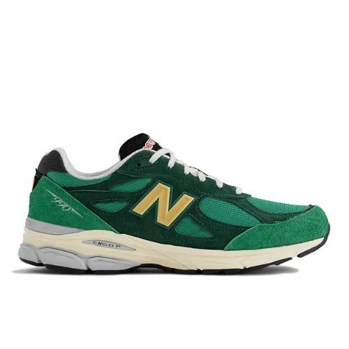 Men's MADE in USA 990v3 in Green/vert/Yellow/Jaune Leather, size 7