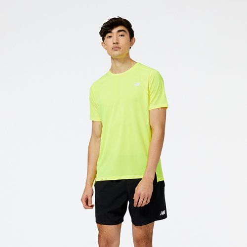 Men's Accelerate Short Sleeve in Yellow/Jaune Poly Knit, size Large
