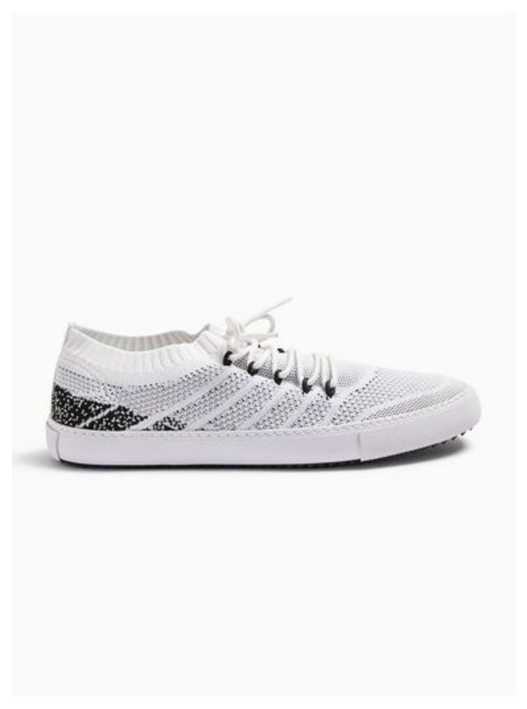 Mens White Knit 'Tuck' Trainers, White