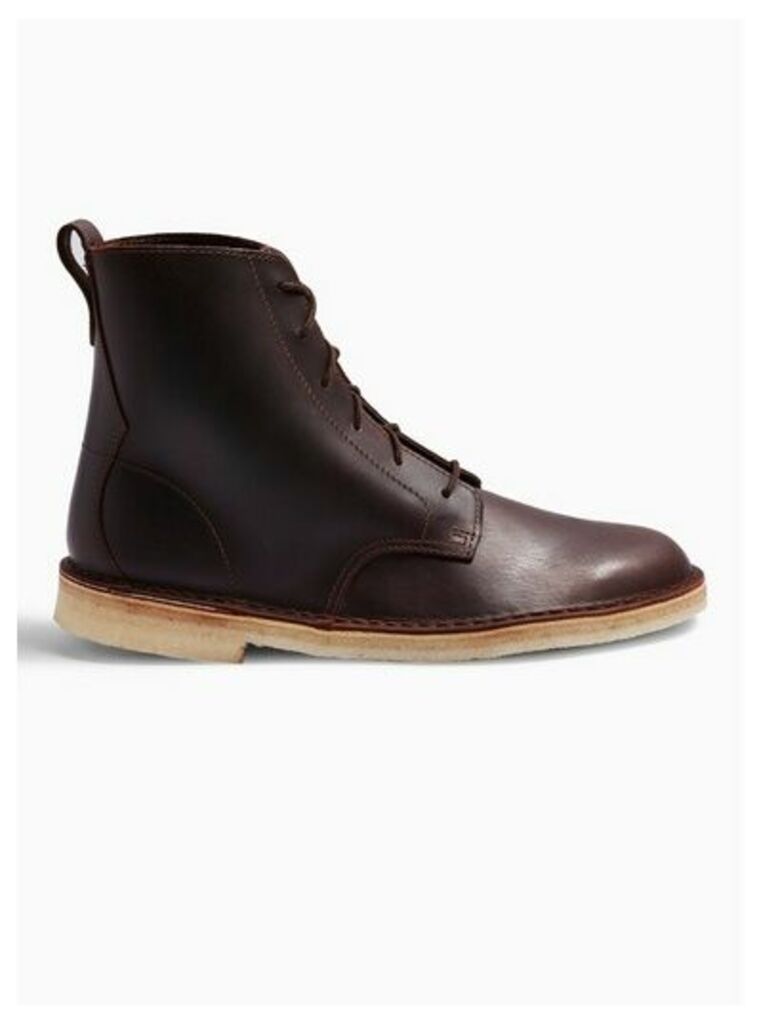 Mens Clarks Originals Brown Leather Desert Mali Boots, Brown