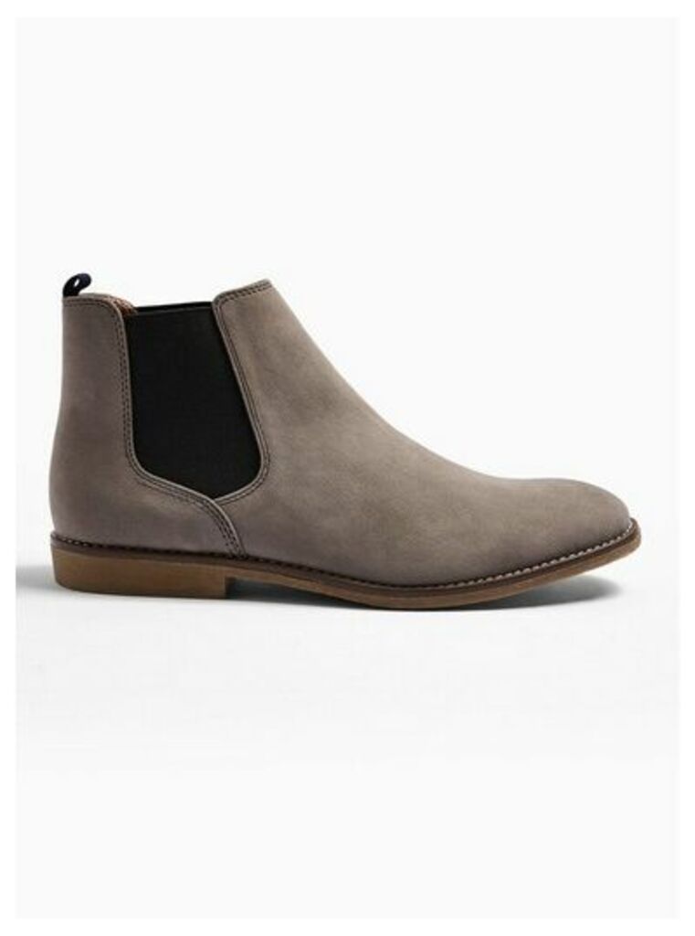 Mens Grey Faux Suede Spark Chelsea Boots, Grey