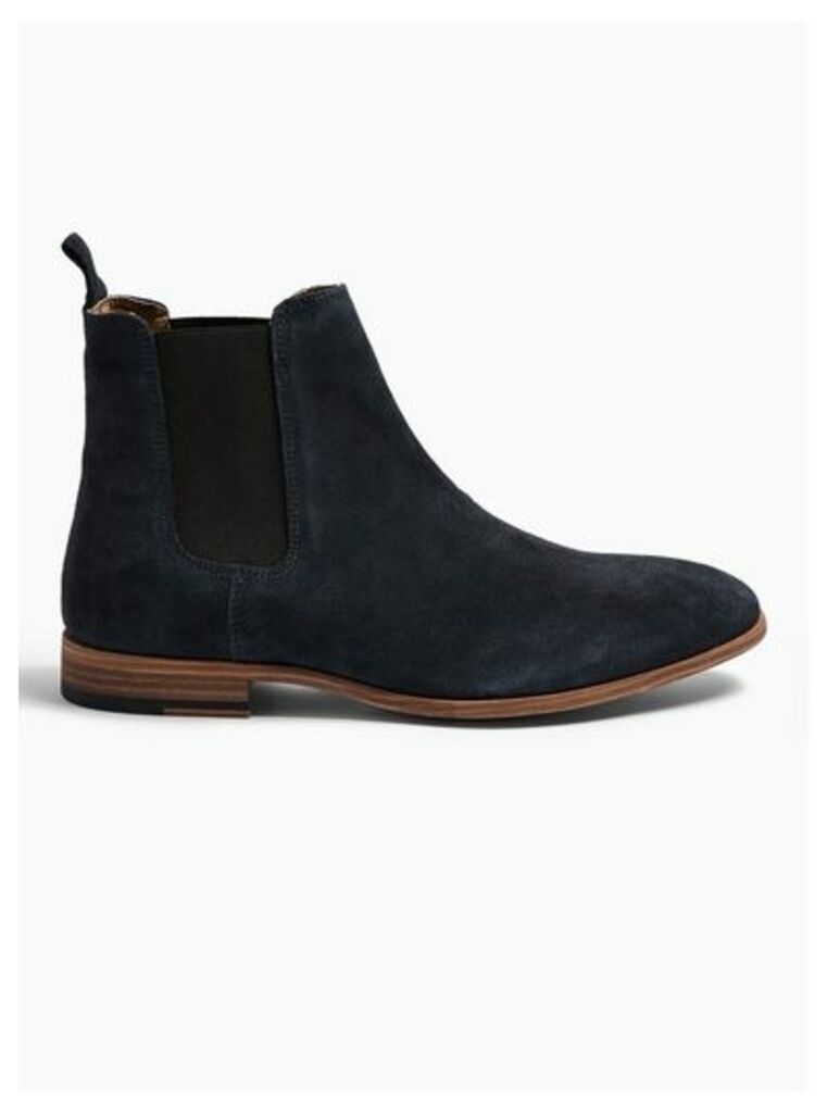 Mens Navy Real Suede Fenn Chelsea Boots, Navy