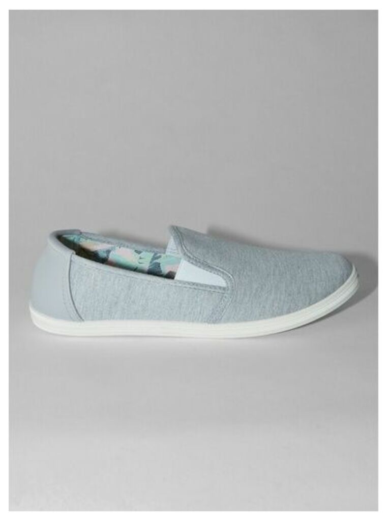 Mens Grey Jersey Slip On Trainers, Grey