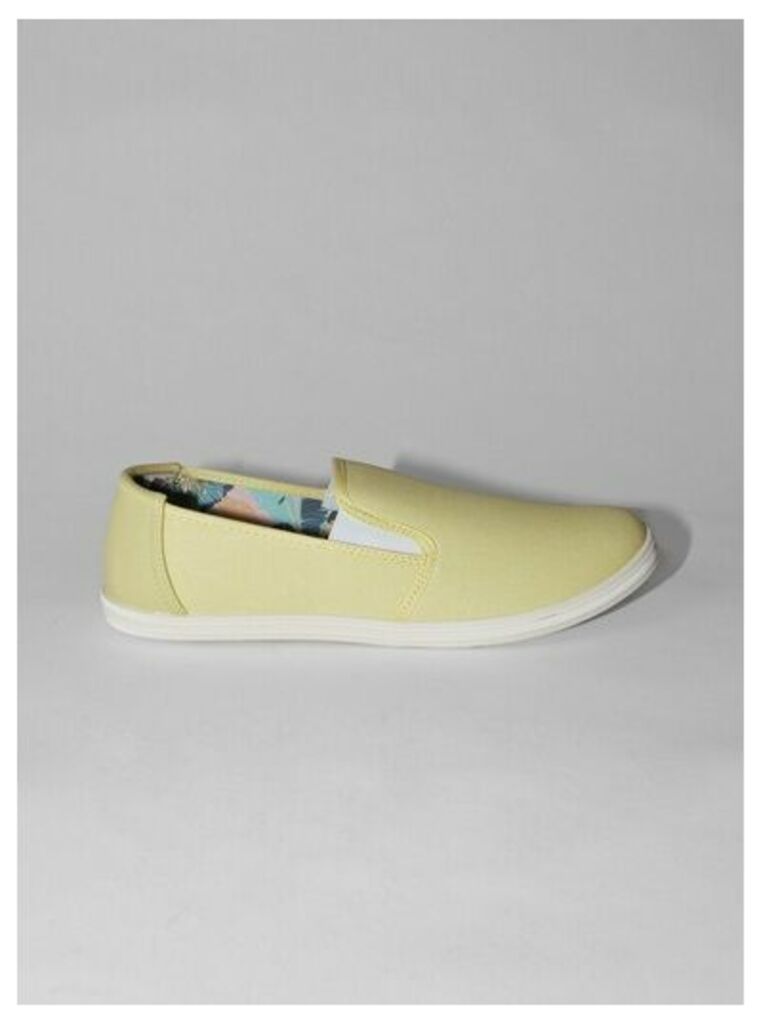 Mens Yellow Canvas Slip On Trainers, Yellow