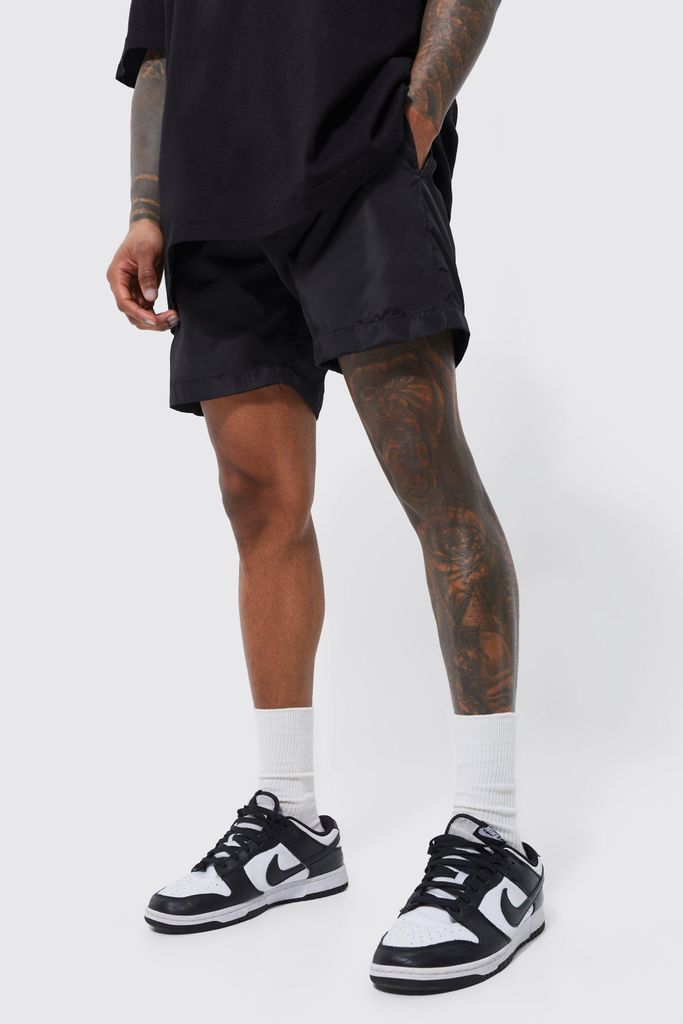 Men's Elasticated Waist Toggle Shorts - Black - L, Black