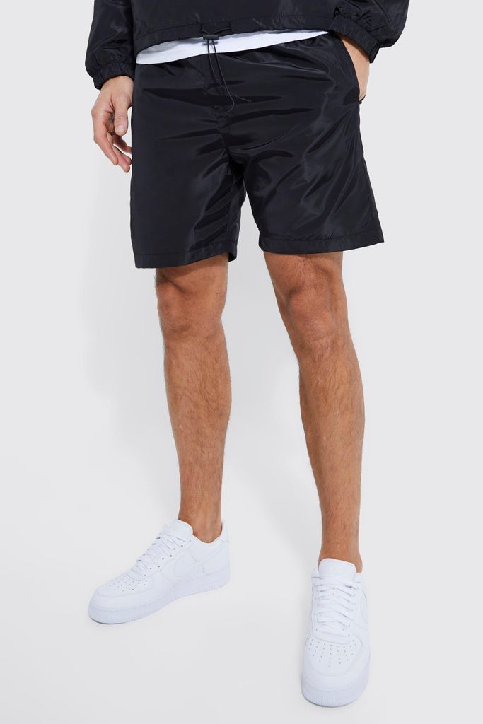 Men's Tall Elasticated Waist Toggle Shorts - Black - L, Black