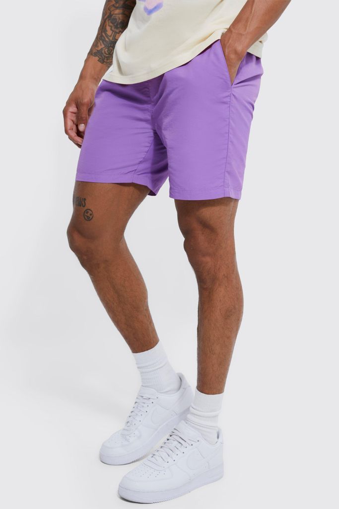 Men's Elastic Comfort Lightweight Nylon Short - Purple - L, Purple