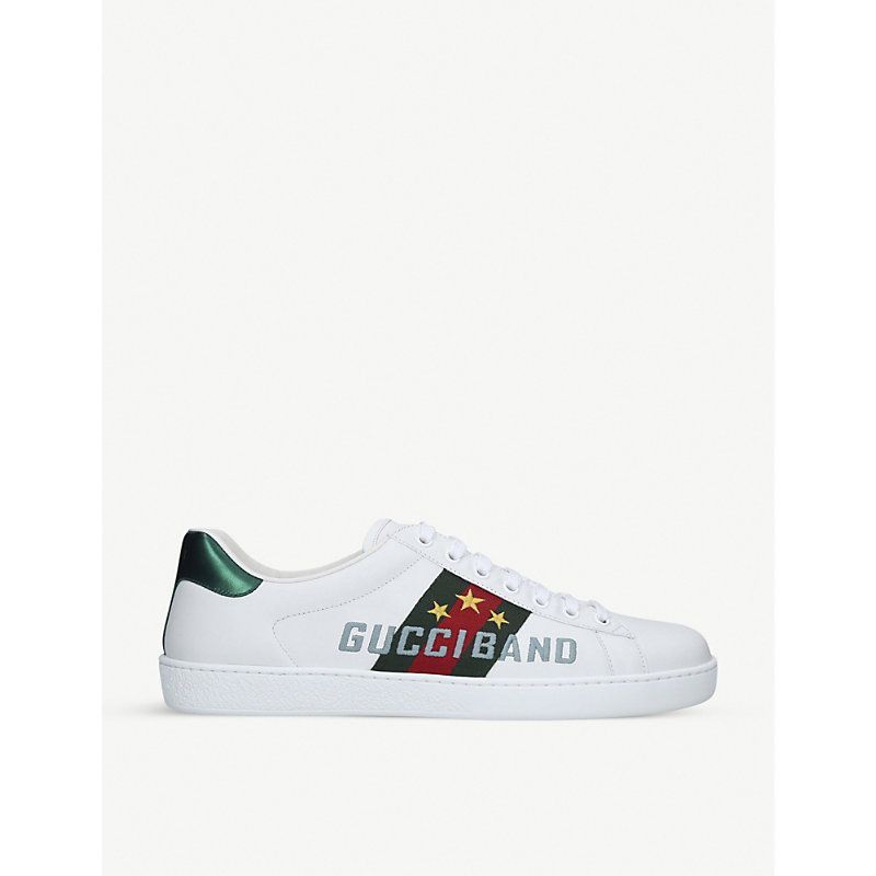 New Ace slogan-embroidered leather low-top trainers