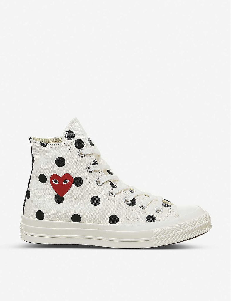 Mens Polka OFF White Comme des Garçons Play x Converse 70s Spotted Canvas High-top Trainers 8