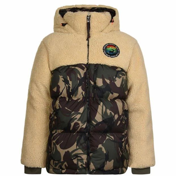 Camouflage Panelled Down Jacket