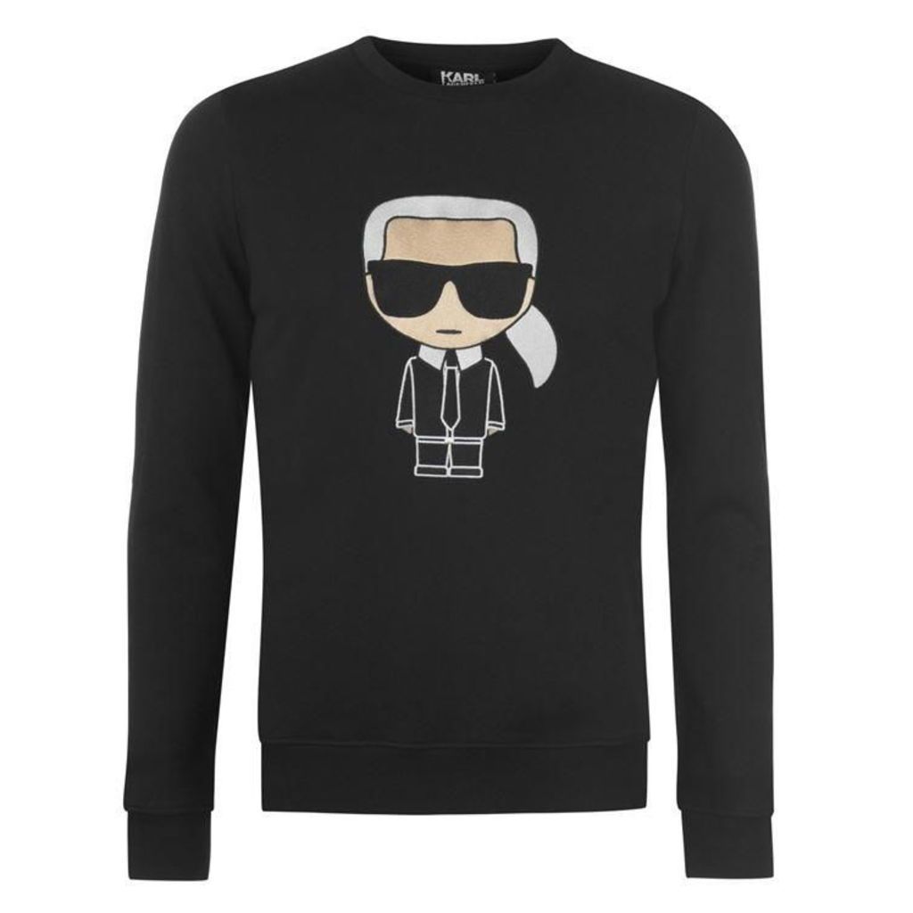 Karl Lagerfeld Large Embroidered Logo Crew Sweatshirt