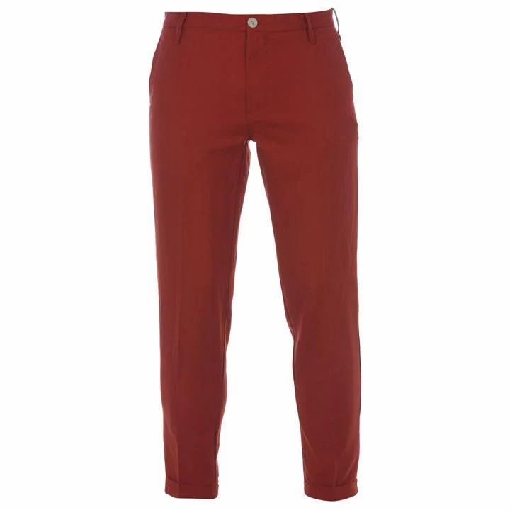 Cropped Turn Up Trousers - Bull Red