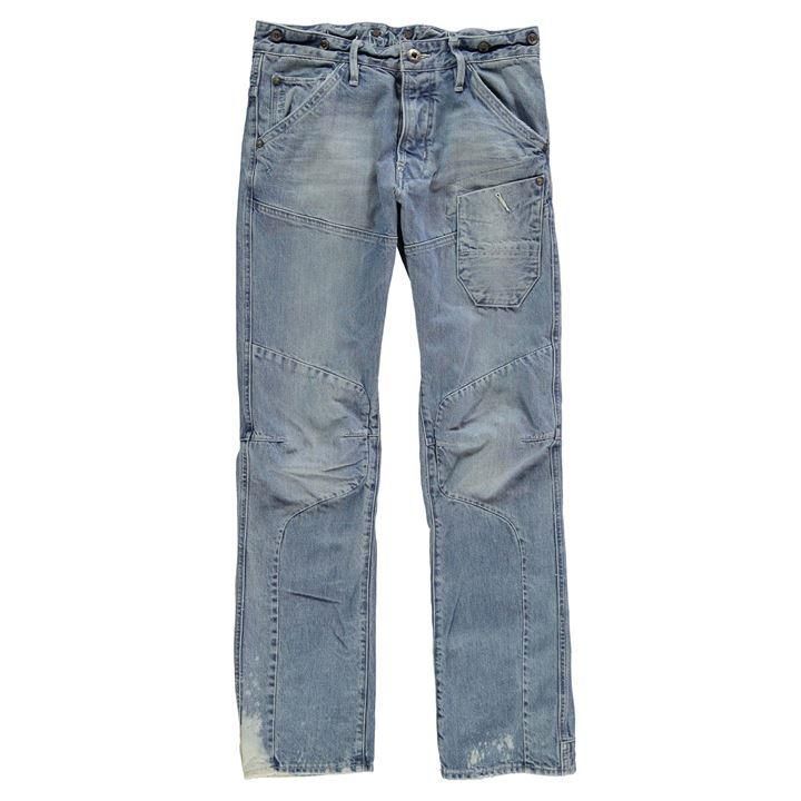 Raw Skiff 5620 3D Tapered Braces Mens Jeans - lt aged
