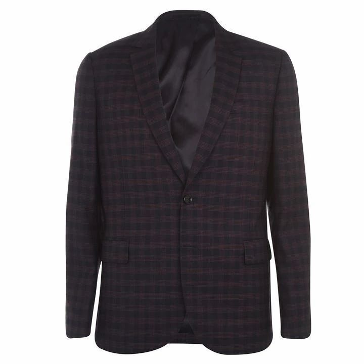 Mid Fit Double Windowpane Check Suit Jacket - Rust
