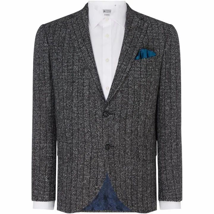 Sherwood Wide Herringbone Blazer - Grey