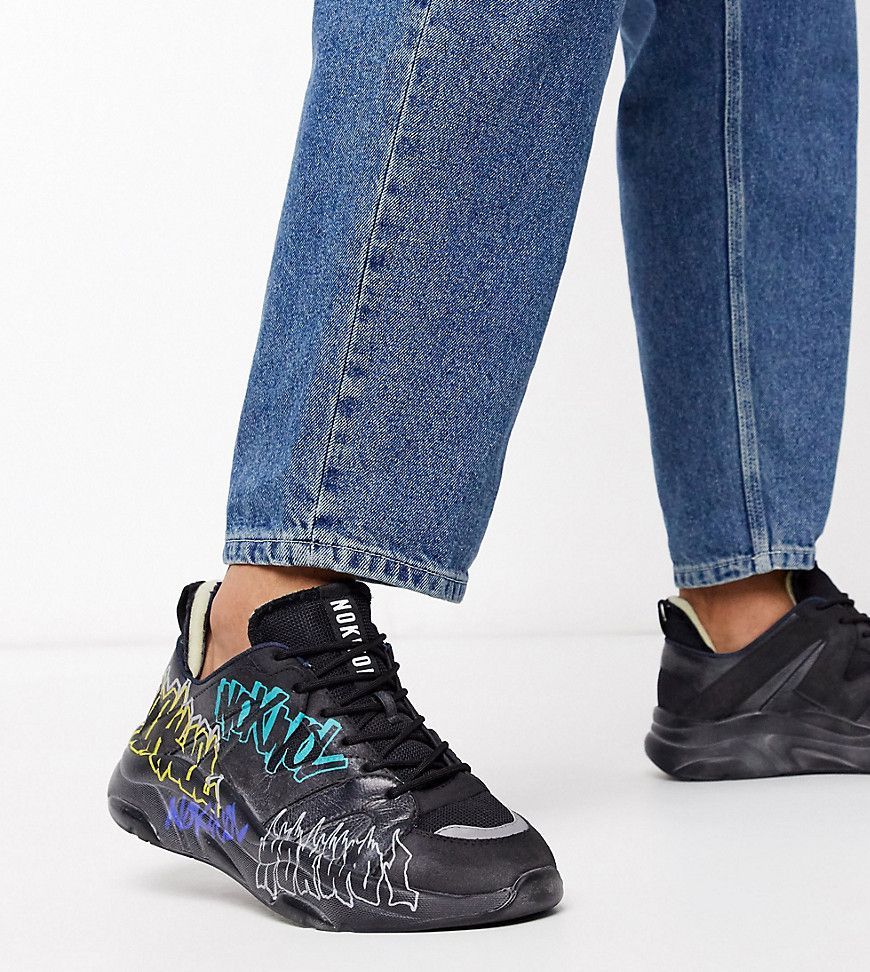 lunger graffiti chunky trainers in black